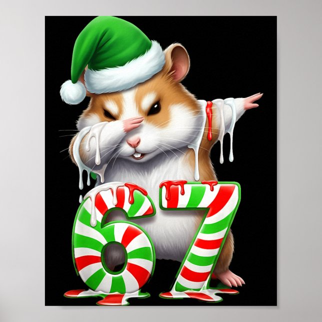 Affiche 67 Noël Drôle 67 Brainrot Jeunesse Enfants Hamster (Devant)