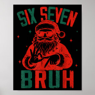 Affiche 67 Noël Drôle Six Sept Bruh Mème Brainrot Sa