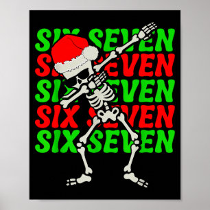 Affiche 67 Noël Drôle Six Sept Mème Brainrot Dabbing