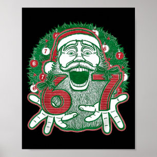Affiche 67 Noël Drôle Six Sept Mème Brainrot Père Noël C