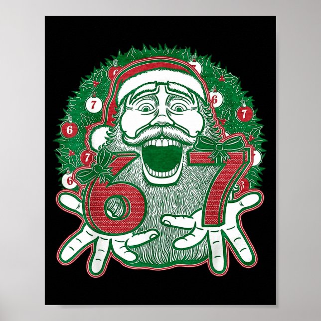 Affiche 67 Noël Drôle Six Sept Mème Brainrot Père Noël C (Devant)