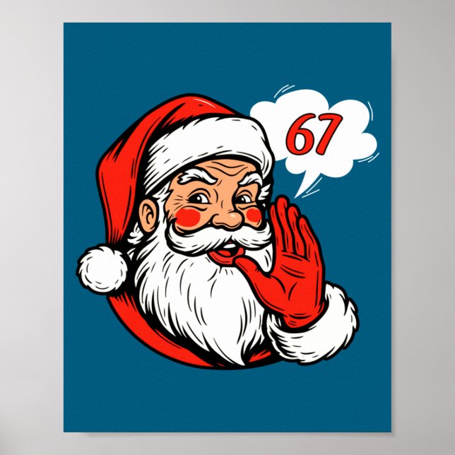 Affiche 67 Noël Drôle Six Sept Mème Brainrot Père Noël C (Devant)