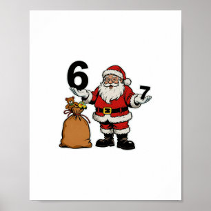 Affiche 67 Noël Drôle Six Sept Mème Brainrot Père Noël C