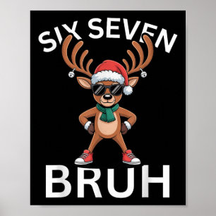Affiche 67 Noël Drôle Six Sept Mème Brainrot Renne