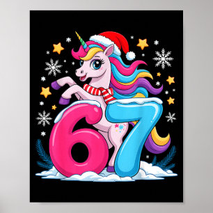 Affiche 67 Noël Licorne Mignonne Six Sept Mème 6 7 Chris