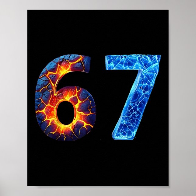 Affiche 67 Numéro de feu glace Drôle Six Sept Mème 6 7  (Devant)