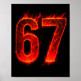 Affiche 67 Numéro de Flamme Six Sept Mème 67 Enfant 