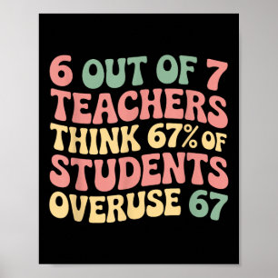 Affiche 67 Professeur 6 7 Surutilisation Six Sept Mème Drô