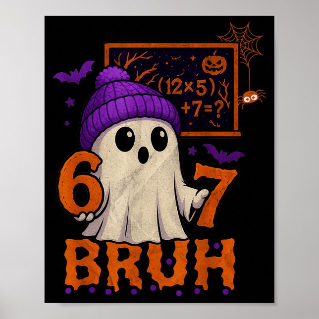 Affiche 67 Professeur Halloween Fantôme Six Sept Mème Équa (Devant)