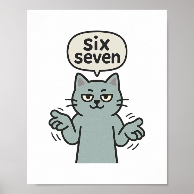 Affiche 67 Six Seven 6-7 Chat - Drôle de Brainrot de jeu p (Devant)