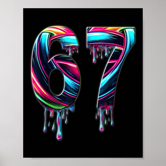 Affiche 67 Six Seven 6 7 Création de Mème Drôle 6 7  (Devant)