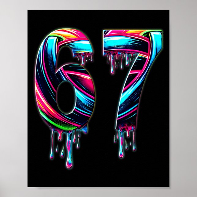 Affiche 67 Six Seven 6 7 Création de Mème Drôle 6 7  (Devant)
