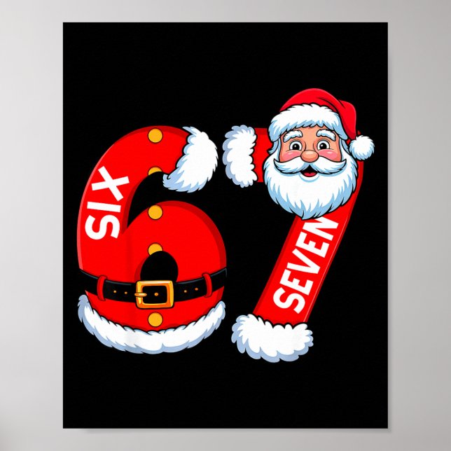 Affiche 67 Six Seven 6 7 Meme Funny Santa Christmas Shirt  (Devant)