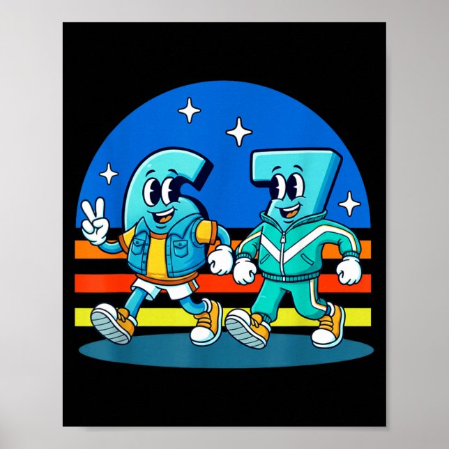 Affiche 67 Six Seven Amusant Mème Conception Drôle Enfants (Devant)