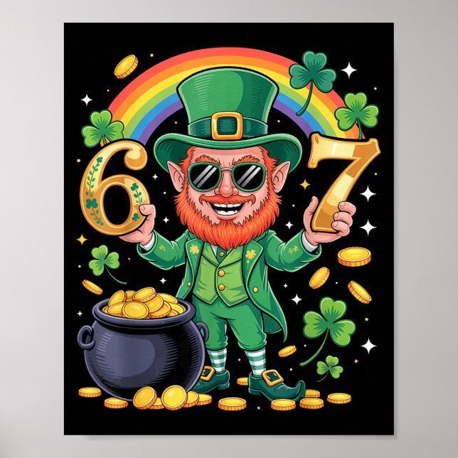 Affiche 67 Six Seven Drôle 6 7 Mème Saint-Patrick Leprec (Devant)