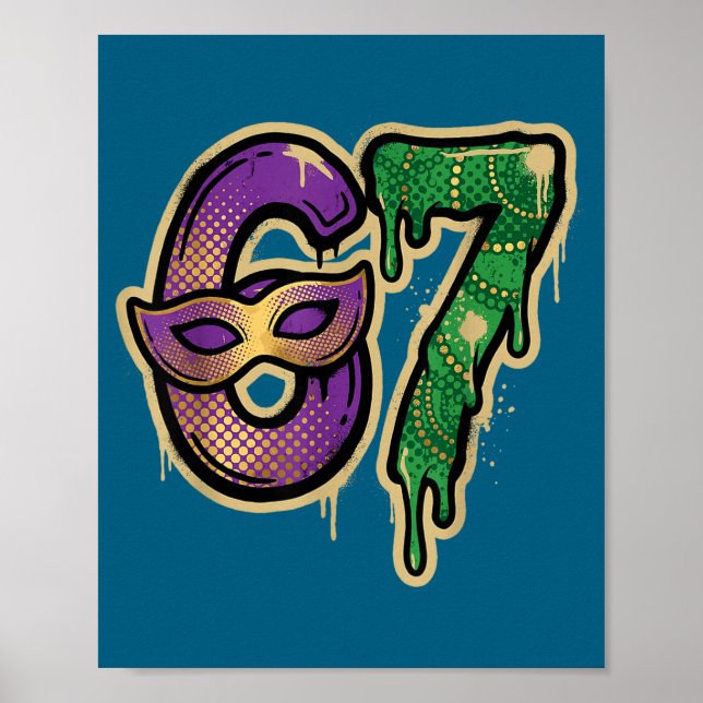 Affiche 67 Six Seven Mardi Gras Graffiti Gen Alpha Brain R (Devant)