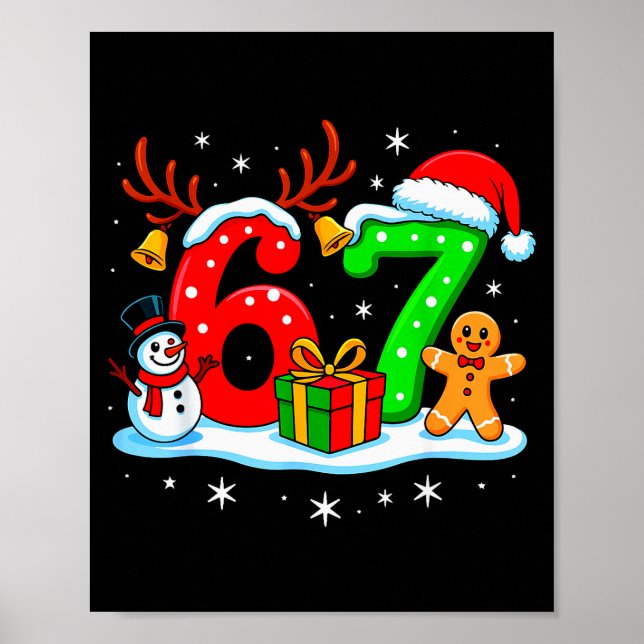 Affiche 67 Six Seven Mème Argot Gen Alpha Drôle de Noël  (Devant)