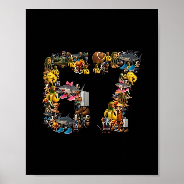 Affiche 67 Six Seven Meme d'anniversaire Viral Brainrot it (Devant)