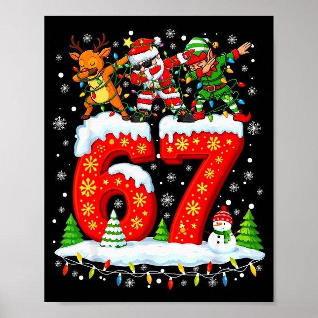 Affiche 67 Six Seven Mème Génération Alpha Noël Santa Elfe (Devant)