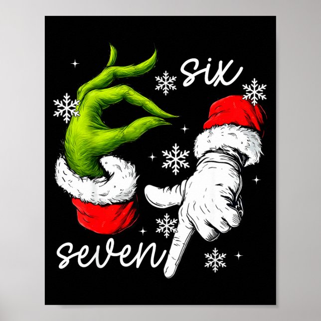 Affiche 67 Six Seven Meme Santa Hand Christmas Funny Gen A (Devant)