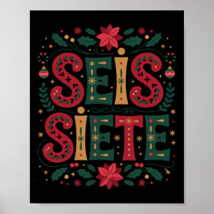 Affiche 67 Six Seven Professeur d'espagnol bilingue Seis S