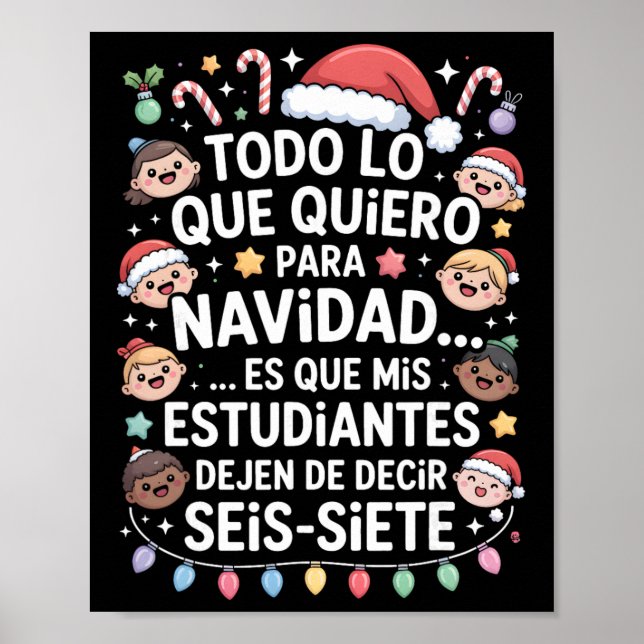 Affiche 67 Six Seven Professeur d'espagnol Noël Seis Siete (Devant)
