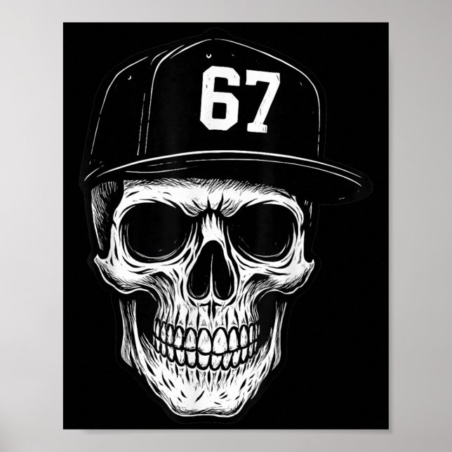 Affiche 67 Skull Halloween Brainrot Meme Six Seven Kids Sk (Devant)