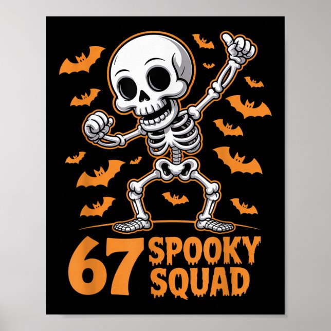 Affiche 67 Spooky Squad Halloween Skeleton 6 7 Meme Six Se (Devant)