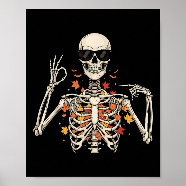 Affiche 67 squelette mème drôle six sept Gen Alpha Hallowe (Devant)