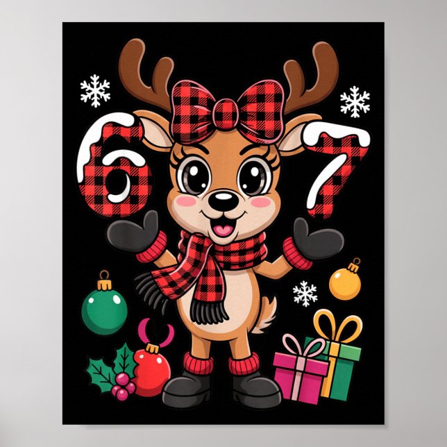 Affiche 67 tenue de Noël femme mème renne six sept  (Devant)