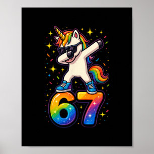 Affiche 67 Unicorn Dabbing Six Sept Mème Drôle