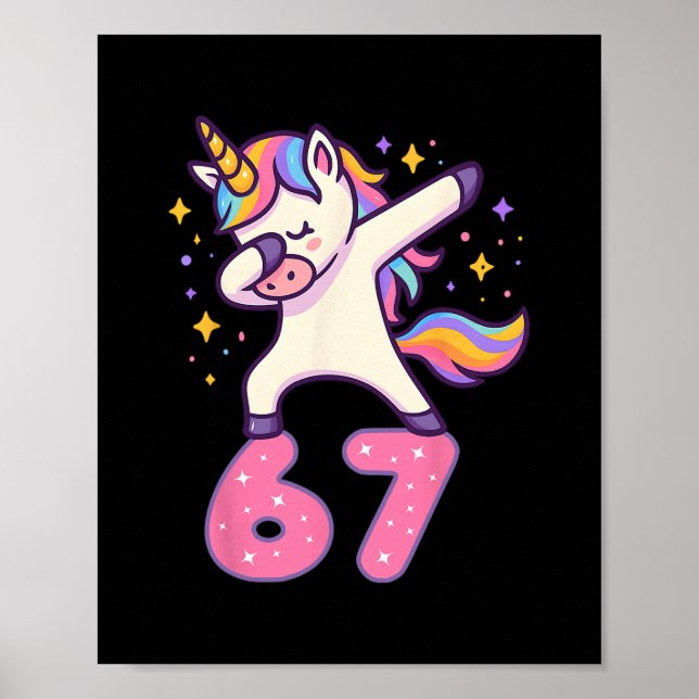 Affiche 67 Unicorne Pour Les Filles Six Sept Mème Brainrot (Devant)