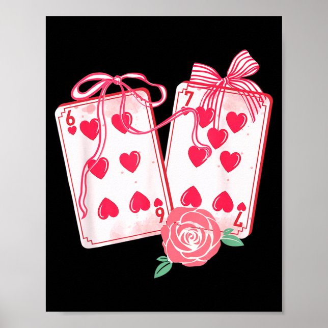 Affiche 67 Valentine Mahjong Drôle Six Sept Mème Coquette (Devant)