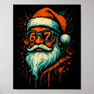 Affiche 67 visage de Noël Santa 6 7 Meme Six Sept Teen Bo