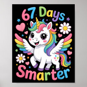 Affiche 67e jour d'école 67 jours plus intelligent Licorne