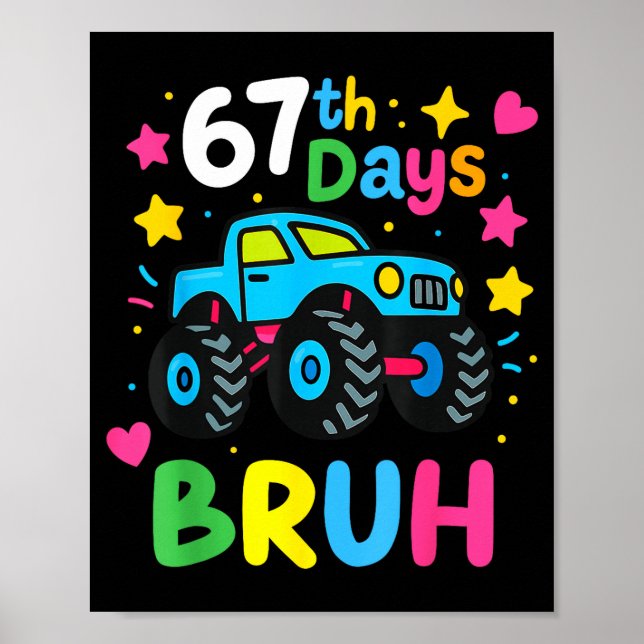 Affiche 67e jour d'école Bruh drôle mème 67 Monstre Camion (Devant)