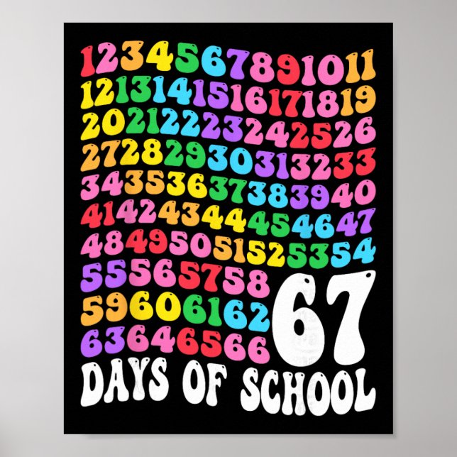 Affiche 67e jour d'école enseignant enfants 67 maths nombr (Devant)
