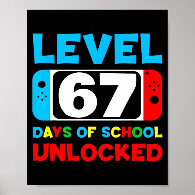 Affiche 67e jour d'école Joueur Niveau 67 Jours Débloqués  (Devant)