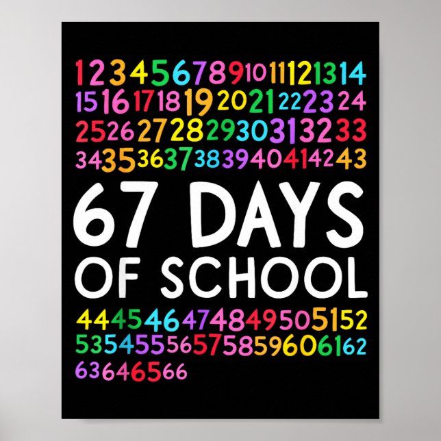 Affiche 67th Day Of School Teacher Kids 67 Math Numbers 10 (Devant)