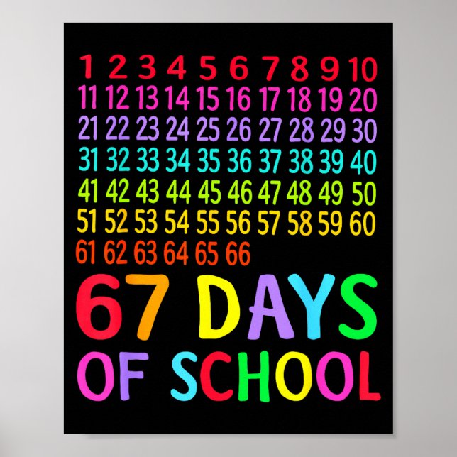 Affiche 67th Day Of School Teacher Kids 67 Math Numbers 10 (Devant)