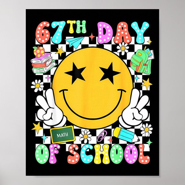 Affiche 67th Day Of School Teacher Kids 67 Smile Face 100t (Devant)