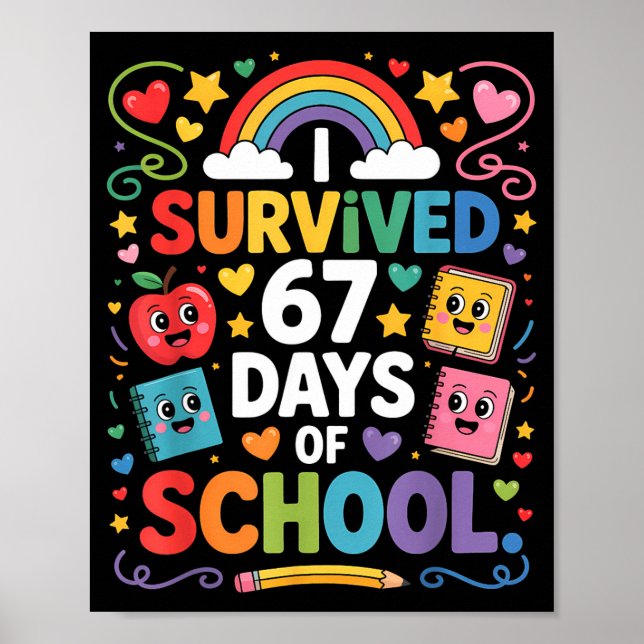 Affiche 67th Day Rainbow Teacher I Survived 67 Days Of Sch (Devant)
