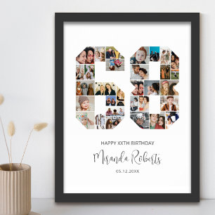 Affiche 68e anniversaire Numéro 68 Photo personnalisée Col