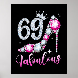 Affiche 69e anniversaire Chaussures à talon élevé Diamant 