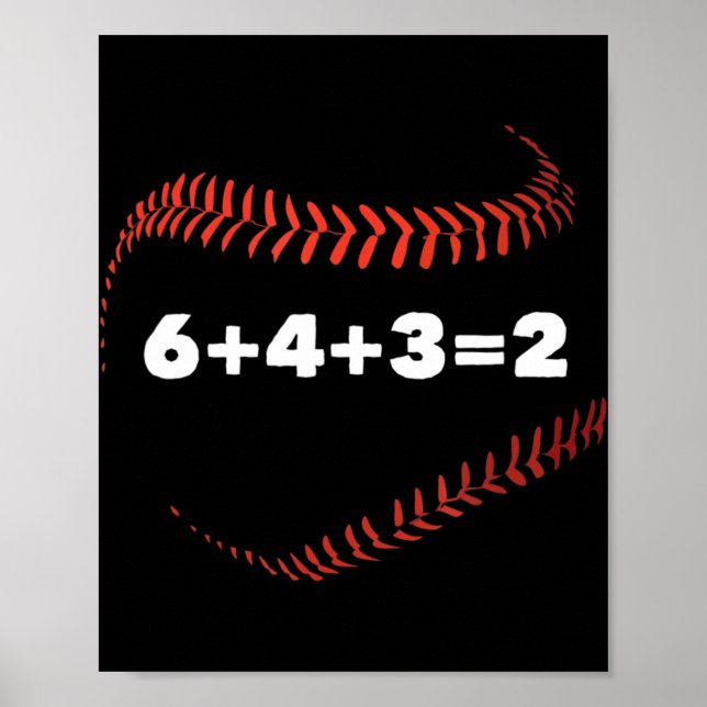 Affiche 6+4+3=2 Jouer à deux joueurs de baseball (Devant)