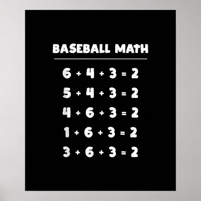 Affiche 6 4 3 2 Maths de baseball - Jeu de softball à joue (Devant)