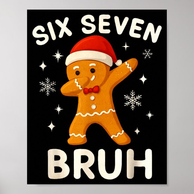 Affiche 6 7 Bruh Noël Pain d'épice 67 Brainrot Garçons Fu (Devant)
