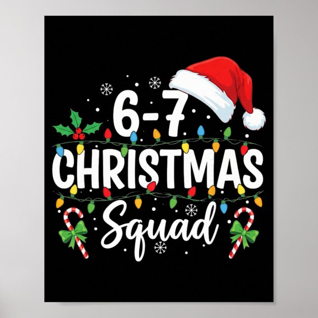 Affiche 6-7 Équipe de Noël Drôle 67 Six Sept Mème Xmas 6 (Devant)