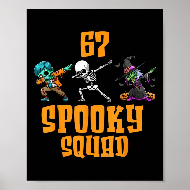 Affiche 6 7 Halloween 67 Mème Six Sept 6 7 Équipe Squelett (Devant)
