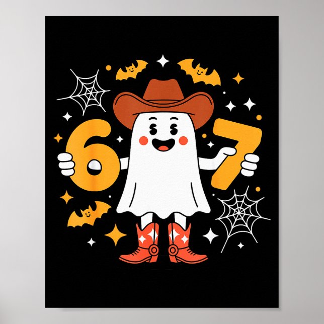 Affiche 6 7 Halloween Ghost 67 Meme Gen Alpha Six Seven  (Devant)